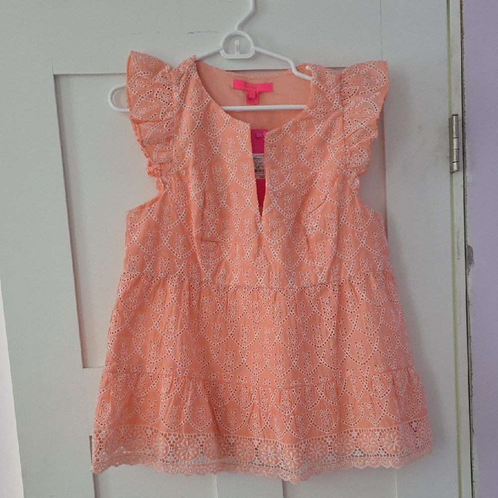 NWT Peach Eyelet Top
